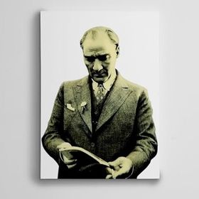 Dekolata Atatürk Kitap Okurken 85x120 cm Kanvas Tablo