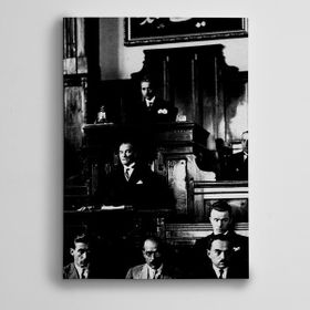 Dekolata Atatürk Meclis Konuşması 140x200 cm Kanvas Tablo