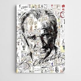 Dekolata Atatürk Mozaik ve Bayrak 30x40 cm Kanvas Tablo