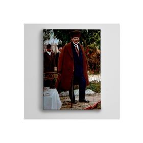 Dekolata Atatürk Palto ve Baston 85x120 cm Kanvas Tablo