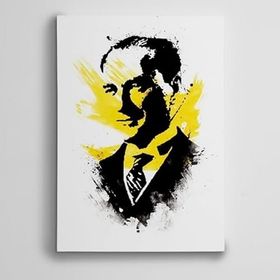 Dekolata Atatürk Portre Sarı Siyah 40x60 cm Kanvas Tablo