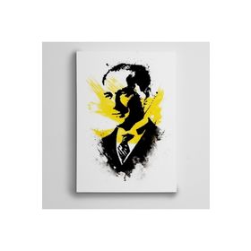 Dekolata Atatürk Portre Sarı Siyah 60x85 cm Kanvas Tablo