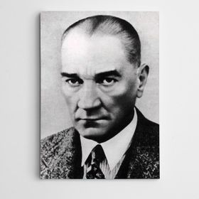 Dekolata Atatürk Portre Siyah Beyaz 25x35 cm Kanvas Tablo