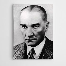 Dekolata Atatürk Portre Siyah Beyaz 85x120 cm Kanvas Tablo