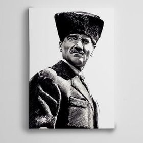 Dekolata Atatürk Siyah Beyaz 14 100x140 cm Kanvas Tablo
