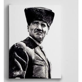 Dekolata Atatürk Siyah Beyaz 14 30x40 cm Kanvas Tablo