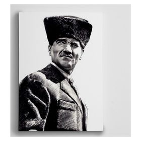 Dekolata Atatürk Siyah Beyaz 14 30x40 cm Kanvas Tablo