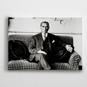 Dekolata Atatürk Siyah Beyaz 20 30x40 cm Kanvas Tablo