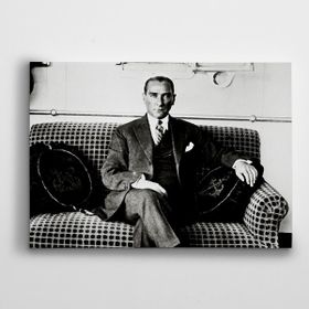 Dekolata Atatürk Siyah Beyaz 20 30x40 cm Kanvas Tablo