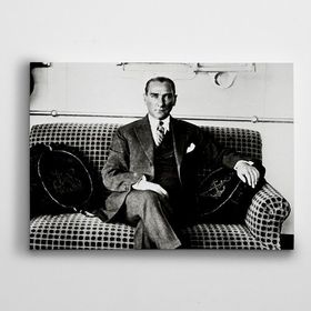 Dekolata Atatürk Siyah Beyaz 20 35x50 cm Kanvas Tablo