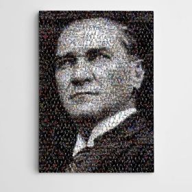 Dekolata Atatürk Siyah Beyaz Mozaik 30x40 cm Kanvas Tablo