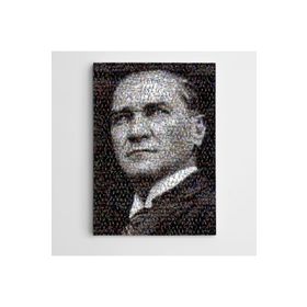 Dekolata Atatürk Siyah Beyaz Mozaik 30x40 cm Kanvas Tablo