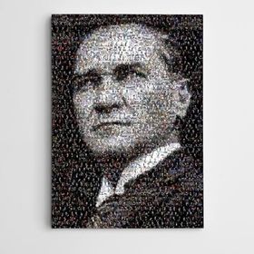Dekolata Atatürk Siyah Beyaz Mozaik 30x40 cm Kanvas Tablo