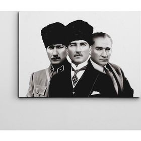 Dekolata Atatürk Siyah Beyaz Portre 50x70 cm Kanvas Tablo