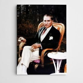 Dekolata Atatürk Tablosu Atatürk Türk Kahvesi İçerken 40x60 cm Kanvas Tablo