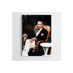 Dekolata Atatürk Tablosu Atatürk Türk Kahvesi İçerken 60x85 cm Kanvas Tablo