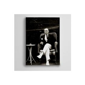 Dekolata Atatürk Tablosu Atatürk Türk Kahvesi İçerken 70x100 cm Kanvas Tablo