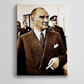 Dekolata Atatürk Tablosu Dürbün ve Atatürk 35x50 cm Kanvas Tablo