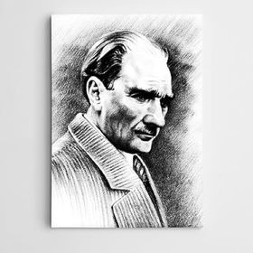 Dekolata Atatürk Tablosu Portre Siyah Beyaz 70x100 cm Kanvas Tablo