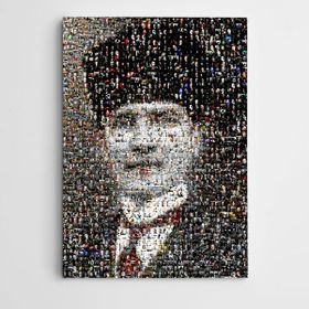 Dekolata Atatürk Tablosu Şayap Kalpak Mozaik 100x140 cm Kanvas Tablo