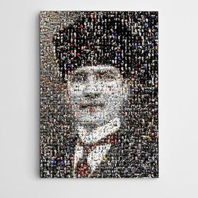 Dekolata Atatürk Tablosu Şayap Kalpak Mozaik 20x30 cm Kanvas Tablo