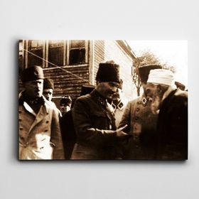 Dekolata Atatürk Vatandaşla Sohbet Ederken 25x35 cm Kanvas Tablo