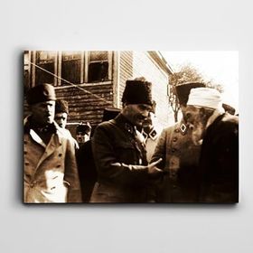 Dekolata Atatürk Vatandaşla Sohbet Ederken 70x100 cm Kanvas Tablo
