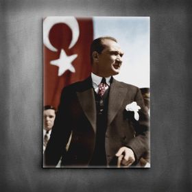 Dekolata Atatürk Ve Bayrak 50x70 cm Kanvas Tablo
