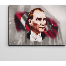 Dekolata Atatürk Ve Bayrak 50x70 cm Kanvas Tablo