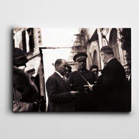 Dekolata Atatürk ve Fahrettin Altay 1930 30x40 cm Kanvas Tablo