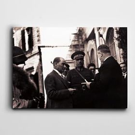 Dekolata Atatürk ve Fahrettin Altay 1930 70x100 cm Kanvas Tablo