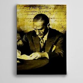 Dekolata Atatürk Yazarken 60x85 cm Kanvas Tablo