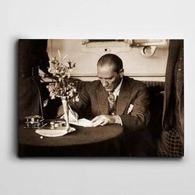 Dekolata Atatürk Yazarken Karadeniz Vapuru 1926 30x40 cm Kanvas Tablo