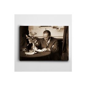 Dekolata Atatürk Yazarken Karadeniz Vapuru 1926 70x100 cm Kanvas Tablo