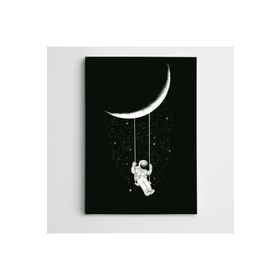 Dekolata Ay Salıncak ve Astronot Modern Sanat 85x120 cm Kanvas Tablo