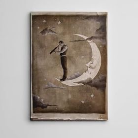 Dekolata Ay'dan Bakan Adam Mini 30x40 cm Kanvas Tablo