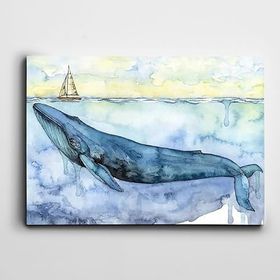 Dekolata Balık Ve Gemi 35x50 cm Kanvas Tablo
