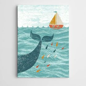 Dekolata Balıklar ve Tekne 40x60 cm Kanvas Tablo