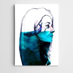 Dekolata Balina ve Kadın Modern Sanat 35x50 cm Kanvas Tablo