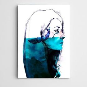 Dekolata Balina ve Kadın Modern Sanat 40x60 cm Kanvas Tablo