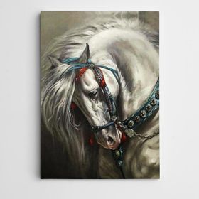Dekolata Beyaz At 100x140 cm Kanvas Tablo