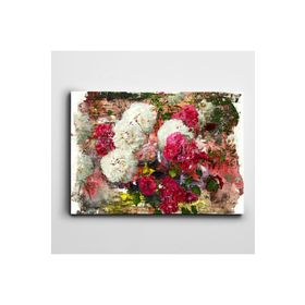 Dekolata Beyaz Pembe Çiçekler 60x85 cm Kanvas Tablo