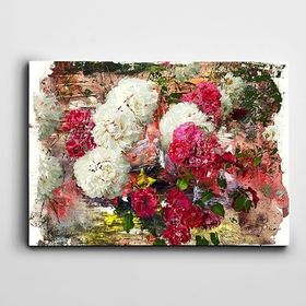 Dekolata Beyaz Pembe Çiçekler 70x100 cm Kanvas Tablo