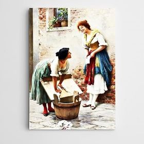 Dekolata Çamaşır Yıkayan Kadınlar 20x30 cm Kanvas Tablo