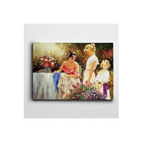 Dekolata Çiçekler Ve Çocuklar 60x85 cm Kanvas Tablo