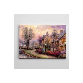 Dekolata Çiçekli Yol ve Dere 60x85 cm Kanvas Tablo