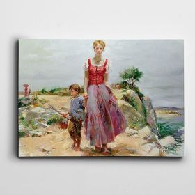Dekolata Çocuk Ve Kadın 35x50 cm Kanvas Tablo