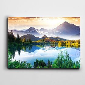 Dekolata Deniz Ağaçlar Dağlar Manzara 30x40 cm Kanvas Tablo