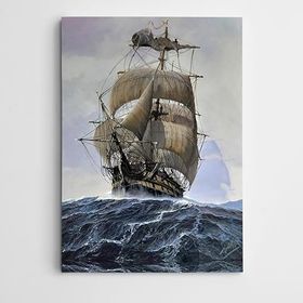 Dekolata Deniz Dalgaları Ve Yelkenli Gemi 40x60 cm Kanvas Tablo