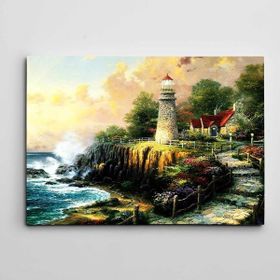 Dekolata Deniz Feneri ve Okyanus 35x50 cm Kanvas Tablo